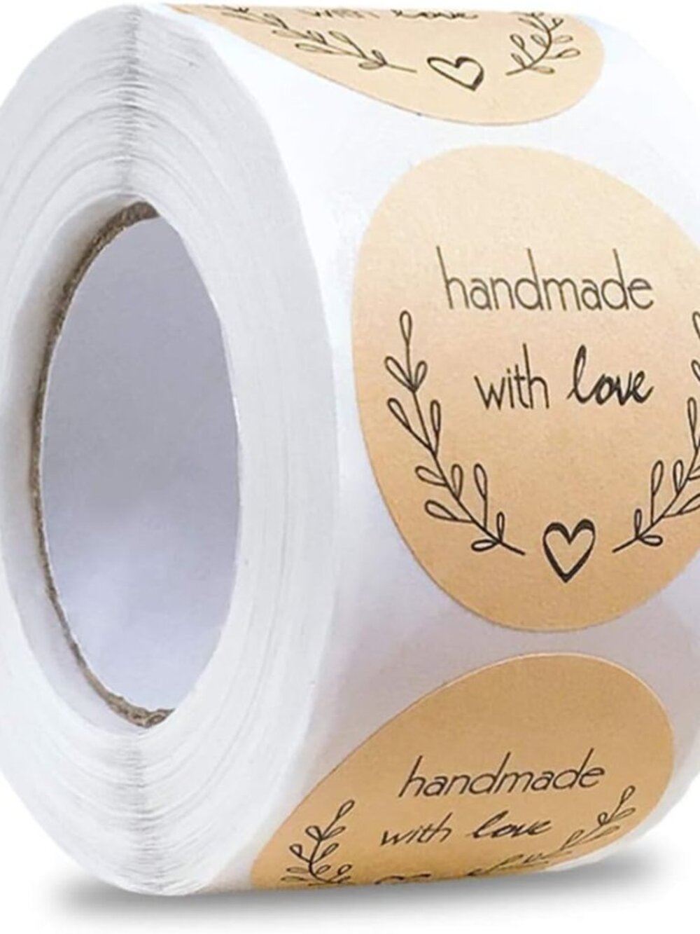 1.5 Inch Handmade with Love Stickers,500 Pcs Baking Kraft Paper Stickers Heart S